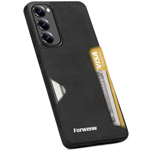 for Samsung Galaxy S23 Plus Case with Card Slot, Leather Back Shockproof Protection Cover, Ultra-Thin Wallet Phone Case, for Samsung S23 Plus 5G Card Slot Case with Card Holder (Black) - color: Black, size: S23 Plus
