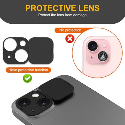 3 Pack Privacy Cover Compatible for iPhone 15/iPhone 15 Plus with 2 Front Camera Privacy Cover, Anti-Spy Camera Cover, Easy-Adhesive Design, Safeguard on iPhone 15/15 Plus.Black - size: iPhone 15/iPhone 15 Plus