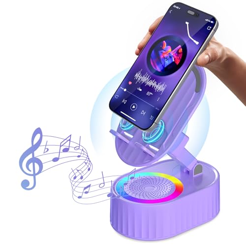 AKLLCCR Wireless Induction Bluetooth Speaker 5in1 Phone Holder Speaker - color: Purple