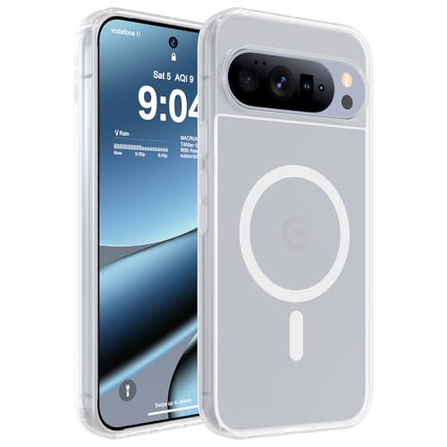 WRJ Magnetic Matte Case for Google Pixel 9/9 Pro 6.3-Inch, Frosted Clear | Compatible with Magsafe，Military Grade Drop Protection，Slim Translucent Anti-Fingerprints Shockproof Protective Phone Case - color: Frosted Clear, size: For Pixel 9/9 Pro 6.3 Inch
