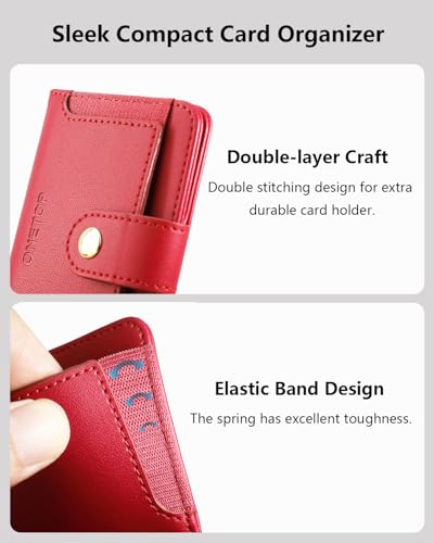 ONETOP for MagSafe Wallet,Magnetic Phone Wallet with 5 Card Slots,Burgundy | 1-12 Cards/Cash Holder for iPhone 17/16/15/14/13/12 Series,Detachable Wallet Stick-On Back,PU Leather RFID Blocking Kickstand - color: Burgundy