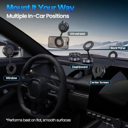 Jikasho Magnetic Phone Holder for Car, Suction Cup Phone Mount for Magsafe - color: Stellar Gray
