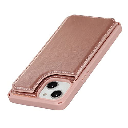 Cavor for iPhone 14 Wallet Case with Card Holder for Women, Rose Gold - color: C-Rose gold