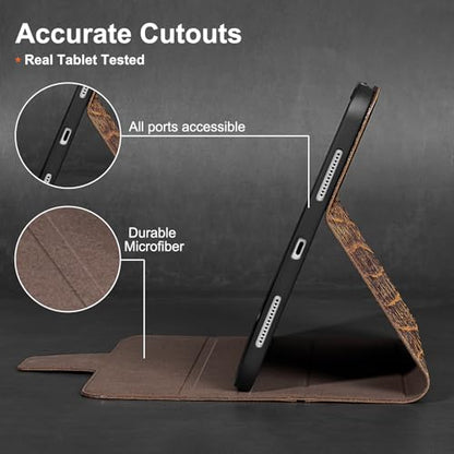 Gexmil Premium Leather Case for iPad mini 7 (A17 Pro) 2024 / iPad mini 6 Generation 2021 8.3 Inch,Pencil Holder, Magnetic Closure,Shockproof Cowhide Cover,Adjustable Stand,Buffalo Brown - color: Buffalo Brown