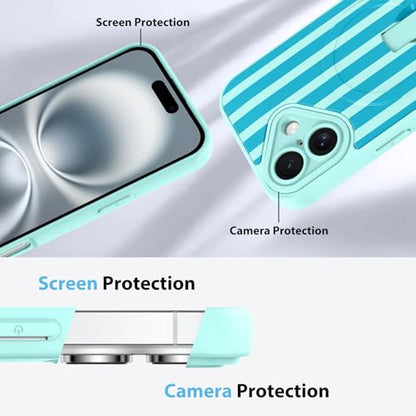 KANGHAR Compatible with iPhone 16 Case Stripes -Blue - color: Blue-Stripes, size: iPhone 16