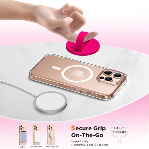 Magnetic Phone Grip for MagSafe, Silicone Ring Grip, Neon Pink - color: Neon Pink