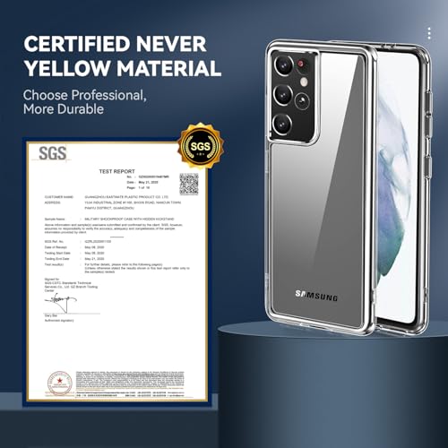 DEERLAMN Clear Case for Samsung Galaxy S21 Ultra, Military Grade Drop Protection Anti-Scratch Transparent Ultra Slim Non-Yellowing Shockproof Protective Phone Cover - size: Samsung Galaxy S21 Ultra