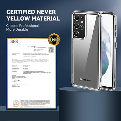 DEERLAMN Clear Case for Samsung Galaxy S21 Ultra, Military Grade Drop Protection Anti-Scratch Transparent Ultra Slim Non-Yellowing Shockproof Protective Phone Cover - size: Samsung Galaxy S21 Ultra