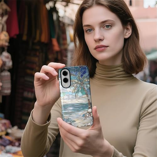 Case for Samsung Galaxy S25 Edge,Anti-Scratch Full-Body Cover Shockproof Slim Design Case,PC Hard Shell & Silicone Inner Bumper -Beach Palm Tree - color: Beach Palm Tree, size: Galaxy S25 Edge