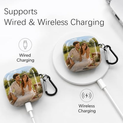 Custom Picture Case for AirPods 4 (2024), Personalized Photo Name Text Glossy Hard PC Cover for Air Pods 4th Generation, Protective Shell with Keychain Cleaning Pen, Customized Gift for Birthday Xmas - size: AirPods 4