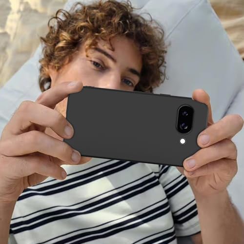 TENOC Phone Case for Google Pixel 9a, Black Case Anti-Fingerprint Protective Bumper Matte Cover for 6.3 Inch