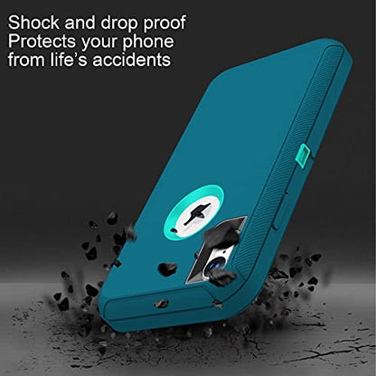 MXX Compatible with iPhone Xr Case, 3-Layer Super Protective Full Heavy Duty Body Tough Rugged Bumper Cover, Shock & Dust Proof, Designed for Apple Xr Phone Case 6.1" Turquoise - color: Turquoise