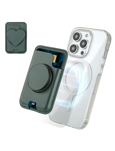 isee Magnetic Phone Wallet with Expanding Grip, Phone Card Holder Wallet with MagSafe, Wallet Compatible for iPhone 17/16/15/14/13/12 Series Holds 2 Cards (Green) - color: Green