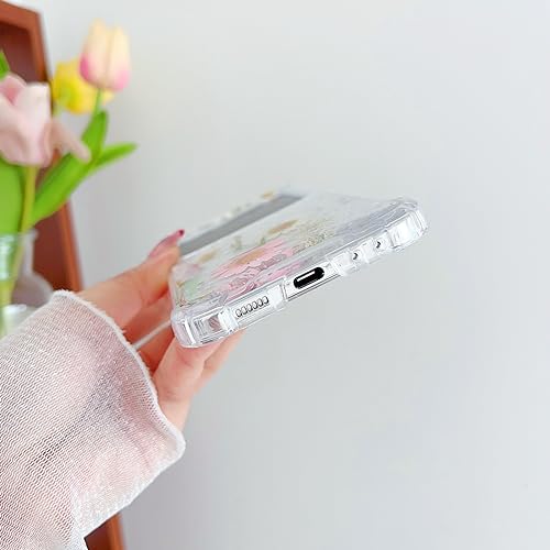 Compatible with Samsung Galaxy Z Flip 5 Case Clear Flower Women | Dried Pressed Floral Girls Soft TPU Shockproof Protective Phone Cover - color: TPU/Flower Daisy Rose, size: Samsung Galaxy Z Flip 5