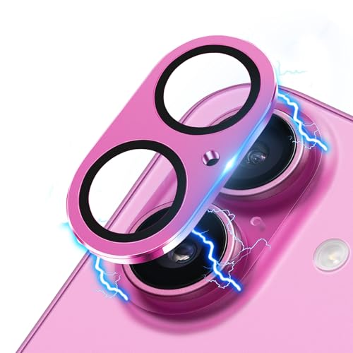 Compatible with iPhone 16 and 16 Plus Camera Lens Protector, Upgraded Anti-Scratch Tempered Glass Metal Camera Screen Protector Shockproof Full Protective Lens Cover - color: Pink Frosted, size: for iPhone 16 / 16 Plus