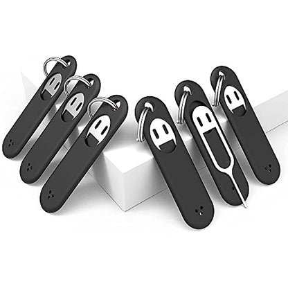 6Pcs SIM Card Removal Tool-Sim Card Tray Pin Eject Removal Tool Needle Opener Ejector,with Removable Key Chain,Black