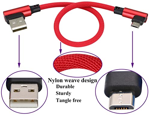 (23cm/9inch 90 Degree Micro USB Cable Right Angle USB 2.0 A Male to Micro Male Fast Sync & Charging Cable for Android, Samsung, LG,Huawei, Smartphones & More(Red/3-Pack) - color: 0.23m/Red