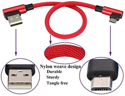 (23cm/9inch 90 Degree Micro USB Cable Right Angle USB 2.0 A Male to Micro Male Fast Sync & Charging Cable for Android, Samsung, LG,Huawei, Smartphones & More(Red/3-Pack) - color: 0.23m/Red