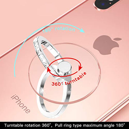 YINHEXI 2 Pcs Transparent Phone Ring Stand Holder Cell Phone Ring Holder Finger Grip 360 Degree Rotation (Silver & Diamond-3) - color: Silver & Diamond-3
