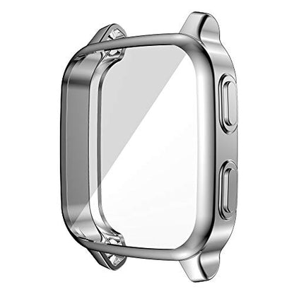 [5-Pack] RICHONE Compatible with Garmin Venu Sq & Venu Sq 2 Screen Protector Case, All-Around Protective Cover Soft TPU Shockproof Bumper Frame (Black+Silver+Gold+Pink+Rose Gold) - size: Venu sq & sq2