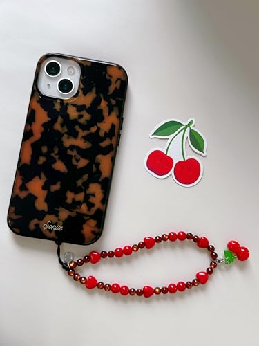 Drawwind Phone Charm Beaded Wristlet Strap Universal Cell Phone Lanyard Cute Bracelet Wrist Strap Beaded Chain String Handmade Accessories for Case Camera Bags (Sweet Cherries) - color: Sweet Cherries