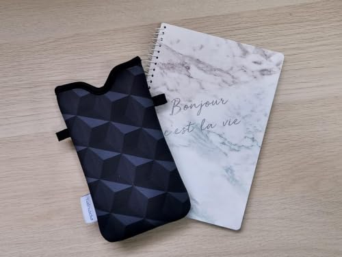 Tainada Neoprene Neck Phone Pouch Bag w/Crossbody Strap (Black Geometric) - color: Black Geometric
