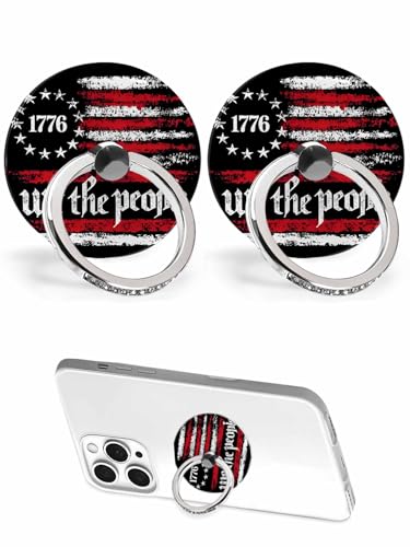 American Flag Phone Grip Rustic 1776 We The People Patriotic Black Phone Ring Holder Finger Grip Kickstand 360° Rotation Compatible with Most Cell Phones, Tablets and Cases, 2Pcs Round - size: 2Pcs Round