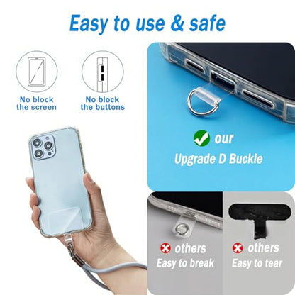 8 Pack Phone Tether Tab, Universal TPU Phone Lanyard Patch Without Adhesive - color: 8pcs Black/Ts