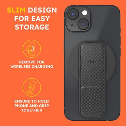 CLCKR for MagSafe Phone Grip Stand, Magnetic Phone Holder with Kickstand - color: Fibre Carbon