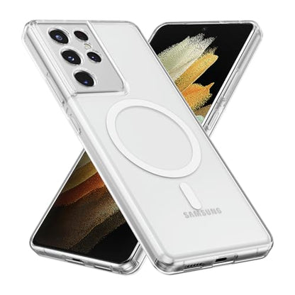 RALEAVO for Samsung Galaxy S21 Ultra Case Clear Magnetic Phone Case [Compatible with MagSafe] Slim Transparent Acrylic Hard Back Military Drop Protection Phone Cover,Clear - color: Magnetic & Clear, size: S21 Ultra