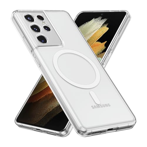 RALEAVO for Samsung Galaxy S21 Ultra Case Clear Magnetic Phone Case [Compatible with MagSafe] Slim Transparent Acrylic Hard Back Military Drop Protection Phone Cover,Clear - color: Magnetic & Clear, size: S21 Ultra