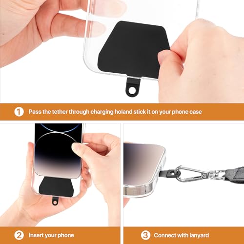COCASES Phone Tether Tab, Phone Lanyard Strap Tab, 4 Pack TPU Black - color: Tpu Black X4