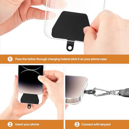 COCASES Phone Tether Tab, Phone Lanyard Strap Tab, 4 Pack TPU Black - color: Tpu Black X4