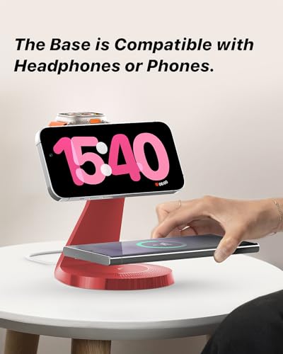 LONGCONN 3 in 1 Wireless Charging Station for Apple Devices with MagSafe - color: Red