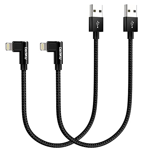 Short iPhone Charger [MFi Certified] 90 Degree Lightning Cable 1FT, 2 Pack - color: Black, size: 1FT, style: USB-A