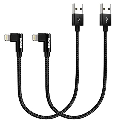 Short iPhone Charger [MFi Certified] 90 Degree Lightning Cable 1FT, 2 Pack - color: Black, size: 1FT, style: USB-A