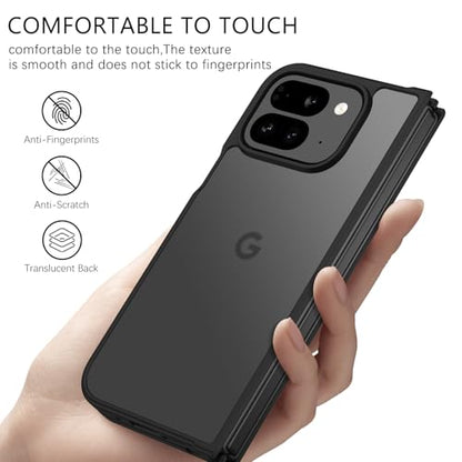 GUAGUA for Google Pixel 9 Pro Fold Case Translucent Matte Back Slim Anti-Scratch Shockproof Protective Phone Case for Google Pixel 9 Pro Fold 2 Case, Black