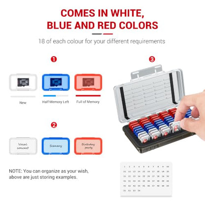 Dual Protect Waterproof MicroSD Card Case w 54 Small Plastic TF Card Cases - color: Transparent for 54 Micro SD（With Box）
