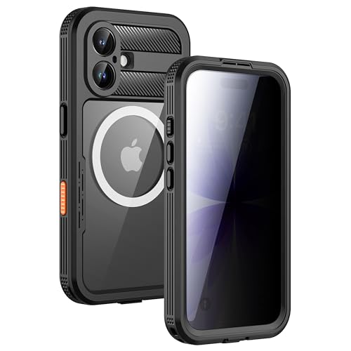 Lanhiem Magnetic for iPhone 17 Case, Built-in Privacy Screen Protector, IP68 Waterproof Dustproof Case, Compatible with MagSafe, Anti-Spy Full Body Phone Case for iPhone 17 6.3", Black - color: Anti-Spy Black, size: for iPhone 17