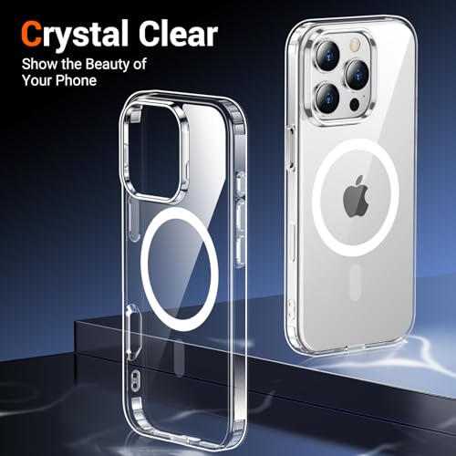 for iPhone 15 Pro Case Clear, Compatible with Magsafe, Anti-Yellowing, Military-Grade Protection, Shockproof Slim Magnetic Phone Case Cover, Transparent