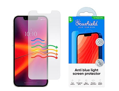 Ocushield Anti Blue Light Tempered Glass Screen Protector of iPhone 13 mini (5.4") – Blocks Blue Light, Prevents Eye Strain & Helps You Sleep Better, 9H Hardness & Case Friendly - size: iPhone 13 Mini