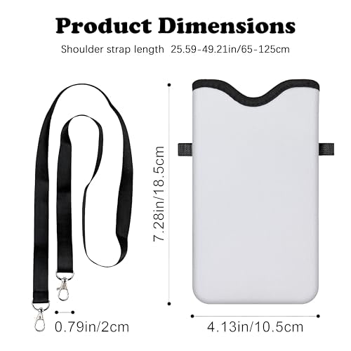 Men Women Phone Sleeve Pouch Case Bag with Crossbody Strap/Neck Lanyard for iPhone 17/16/15 Pro Max, Air, 16/15 Plus, 16e; White - color: White