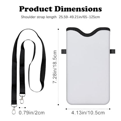 Men Women Phone Sleeve Pouch Case Bag with Crossbody Strap/Neck Lanyard for iPhone 17/16/15 Pro Max, Air, 16/15 Plus, 16e; White - color: White