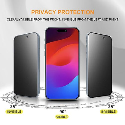 for iPhone 15 Plus 6.7" Matte Privacy Screen Protector with Camera Lens Protector Full Coverage Anti-glare Anti-spy Tempered Glass Film Anti-fingerprint Easy Installation - size: iPhone 15 Plus