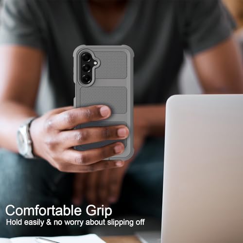 for Samsung Galaxy A16 5G Case with 2 Pack Tempered Glass Screen Protector, [Holster Series] Belt Clip Hard Tough Heavy Duty Rugged Shockproof Protective Cell Phone Case (Gray) - color: Gray