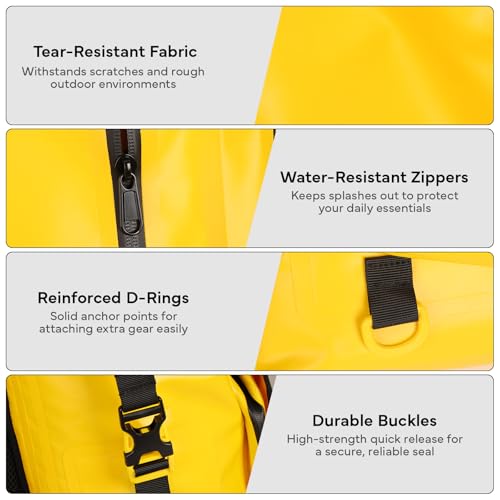 Waterproof Dry Bag Backpack 30L,Dry Backpack for Men Women Adults Teens, Kayaking Boating Hiking Camping Rafting Fishing Travel Outdoor Enthusiasts - color: Yellow