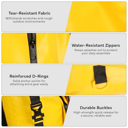 Waterproof Dry Bag Backpack 30L,Dry Backpack for Men Women Adults Teens, Kayaking Boating Hiking Camping Rafting Fishing Travel Outdoor Enthusiasts - color: Yellow