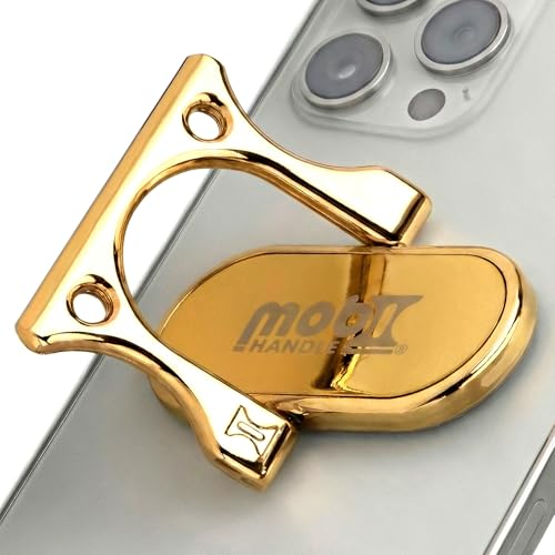 Patented 3-Finger Phone Grip & Stand - Comfortable & Secure Loop Holder for iPhone & Android - Ultra-Slim Zinc Alloy - Magnetic Mount Ready - Cell Phone Ring Alternative [Gold] - color: Gold