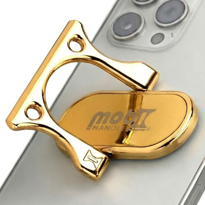 Patented 3-Finger Phone Grip & Stand - Comfortable & Secure Loop Holder for iPhone & Android - Ultra-Slim Zinc Alloy - Magnetic Mount Ready - Cell Phone Ring Alternative [Gold] - color: Gold