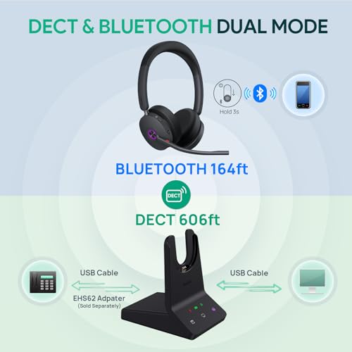 Yealink WH68 Wireless Headsets with 6 Mics for Work Active Noise Cancelling - style: WH68 UC